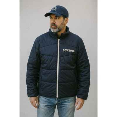 NFL Dallas Cowboys Blue Puffer Fill Zip Football Jacket Coat   Mens Size Large - Image 1 of 4