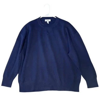 COS Silk Cotton Sweater Men's Medium Navy Blue Boxy Fit  - Image 1 of 4