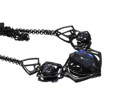 Colar duplos de cristal facetado e hematina folheado a ródio preto ALEXIS BITTAR - Imagem 1 de 4