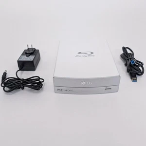 LG BE16NU50 External Blu-ray Writer M-DISC USB 3.0 White w/ Adapter & Cable - Afbeelding 1 van 9