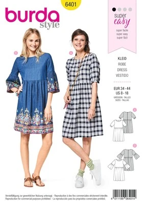 Burda Style Misses Dress Sewing Pattern for Stylish Creations B6401 - Image 1 of 2