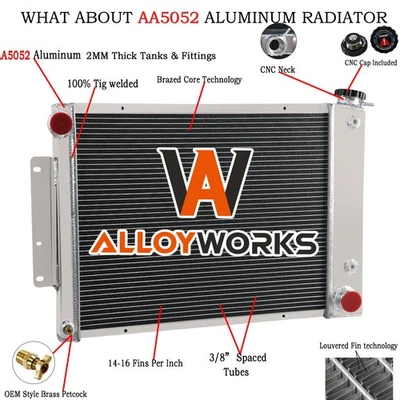 Aluminum 3-Row Radiator Fits 1967-1969 1968 Chevy Camaro Pontiac Firebird Foto 1 de 4