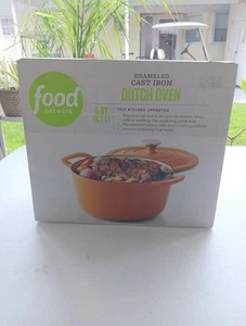 Food Network 5 qt Enameled Cast Iron Dutch Oven - Orange NIB - Picture 1 of 5