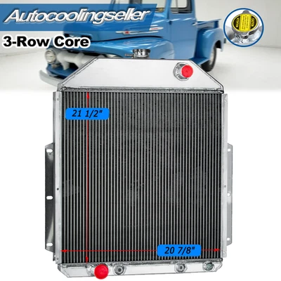 3-Row Aluminum Radiator For 1942-1952 Ford F1 F2 F3/F4 Pickup Ford V8 Engine Foto 1 de 4