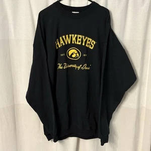 Vintage Sweatshirt Iowa Hawkeyes Size XXL Men’s  Port & Co Crewneck Black Gold - Picture 1 of 5