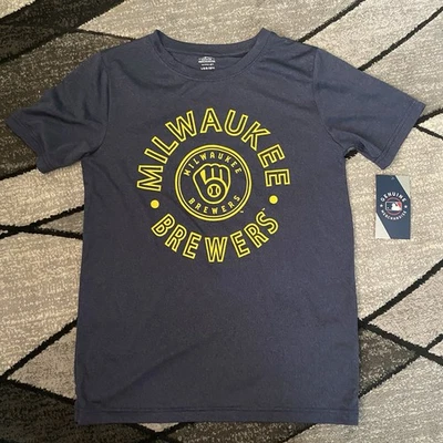 47 Brand New Milwaukee Brewers Boys MLB Baseball T-Shirt 12/14  - Image 1 of 4
