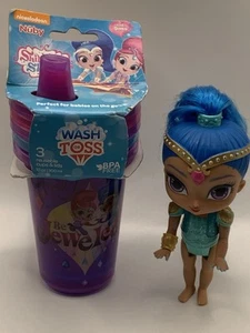 Lote Muñeca Nickelodeon Shimmer & Shine 2015 Pelo Azul y Juego de 3 Tazas de Lavado/Lanzamiento - Imagen 1 de 13