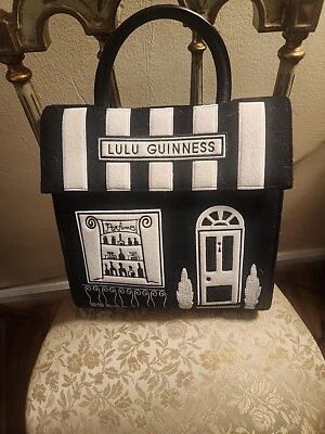 LULU GUINNESS EDITH TOTE MARCA SHOP FRONT Lana Con Cuero Edición Limitada Foto 1 de 4