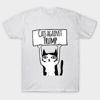 Cats Against Anti Trump President Vote Animal Political Funny White T-shirt S6XL