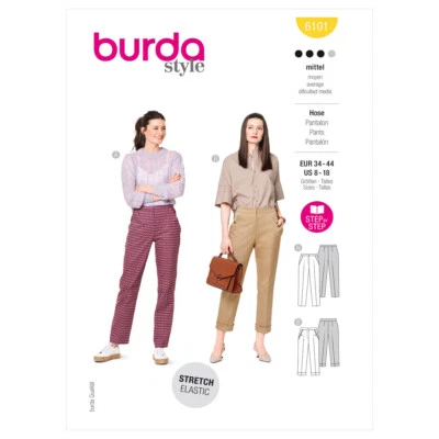 BURDA 6101 MISSES TROUSERS Sewing Pattern Sizes 8 - 18 2 Styles - Image 1 of 4