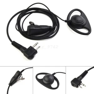 Black D-Type Earphone Earpiece For Radio Security 2 Pin Walkie Talkie - Zdjęcie 1 z 3
