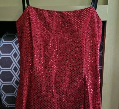 Vintage NWT Roberta Strapless Red Sequin Lined Dress Formal Prom Party Sz 11/12 - Image 1 of 4