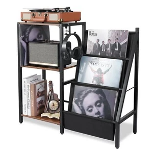 Meuble de rangement pour disques vinyles à 3 niveaux pour jusqu'à 200 albums ... - Photo 1/8