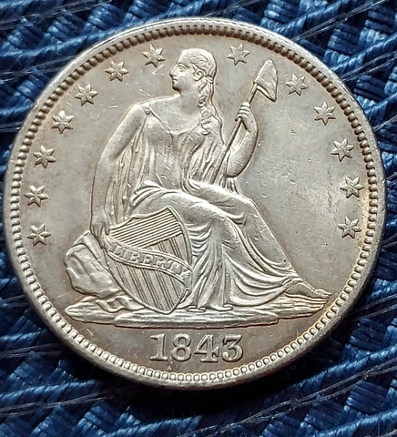 1843 Liberty Seated 1/2 Dollar .50 Cent Cover