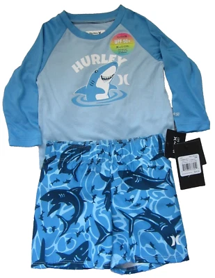 Hurley Baby Rashguard Manga Larga 12M 50+ UPF Azul Índigo Tiburón Foto 1 de 4
