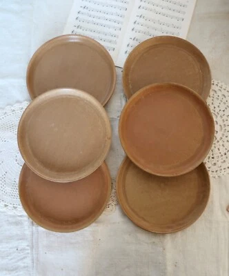 6 assiettes plates vintage grès - Photo 1/4
