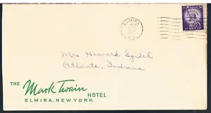 CUBIERTA POSTAL THE MARK TWAIN HOTEL ELMIRA NUEVA YORK 1955 - MÁS PAPEL NOTA - Imagen 1 de 2