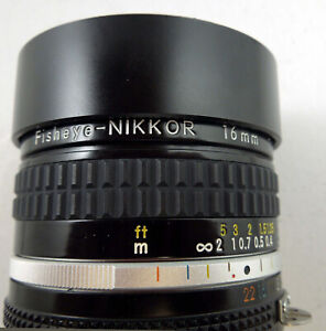 NIKON AI-S FISHEYE NIKKOR 16mm f/2.8 LENS  ~  F-mount  ~  Very Fine condition