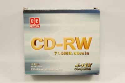 10 PK GQ CD-RW 700 MB 80 MIN  4-12X Compatible Slim Cases *Open Box* - Image 1 of 4