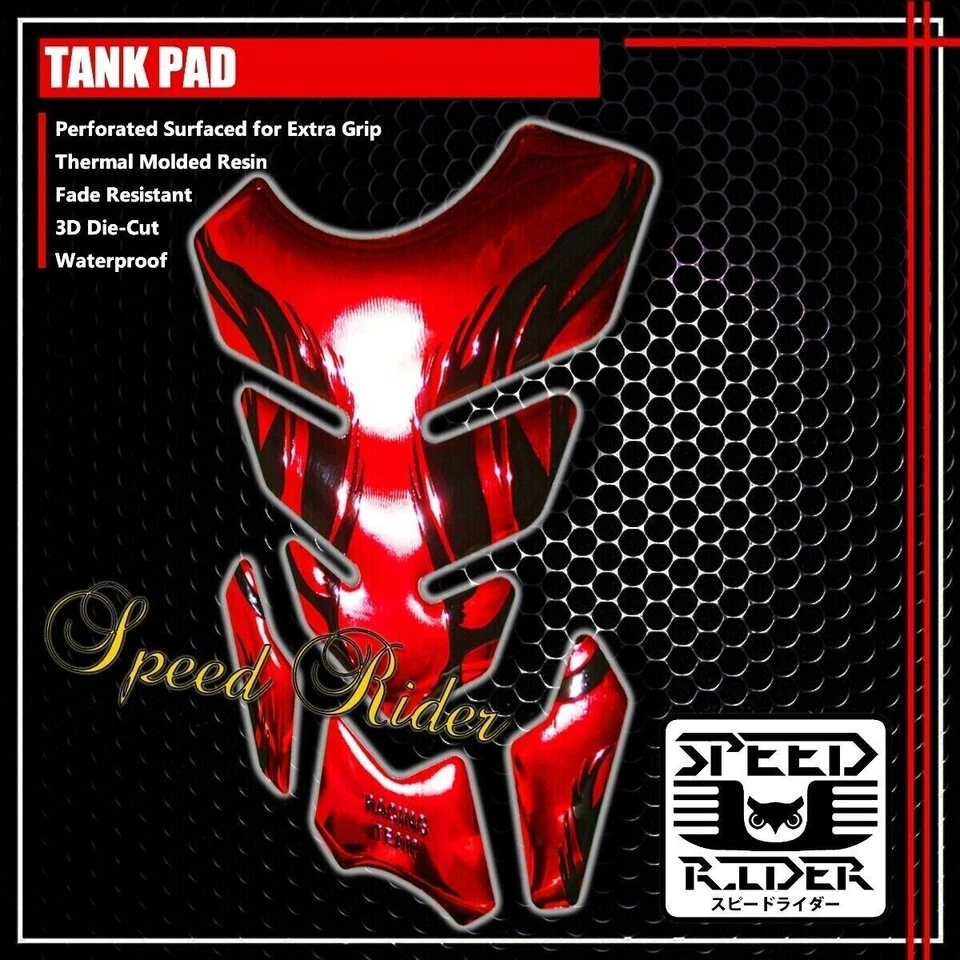 4 PIEZAS NEGRO LLAMA/FUEGO TANQUE GAS ALMOHADILLA PROTECTOR CALCOMANÍA 3D GEL PEGATINA CROMO ROJO Foto 1 de 1