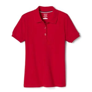 French Toast Little Girls' Short Sleeve Interlock Polo with Picot Collar Red 4T - Picture 1 of 8