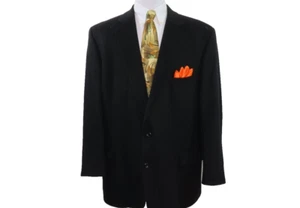 Jos.A.Bank Pure Cashmere Mens Solid Black Blazer Jacket Sport Coat 49/50 L EUC - Picture 1 of 12