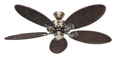 Tropical ceiling fan with pull chain Classic Royal Brass Cane Blades 132 cm 52" - Image 1 of 4