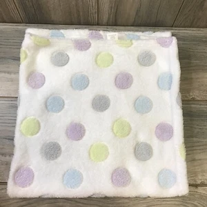 Snugly Baby Polka Dot Blanket Lovey Very Soft Purple Green Blue VGUC 28x28” - Picture 1 of 6