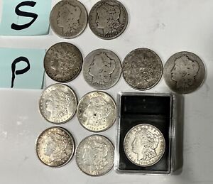 11 Pc Lot US 90% Silver Morgan $1 1879-1921 Mixed Dates P & S Mints & Conditions