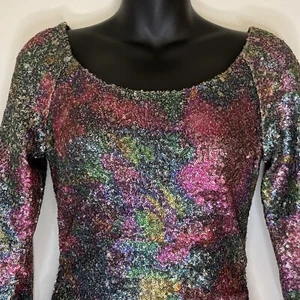 Kay Unger Dress Size 4 Pink Multicolor Sequin Lined Shimmer Shine Bling Event NY - Picture 1 of 17