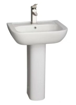 Fregadero de pedestal Barclay Caroline 450 3-2001WH 17 3/4", grifo de 1 agujero, acabado blanco Foto 1 de 4