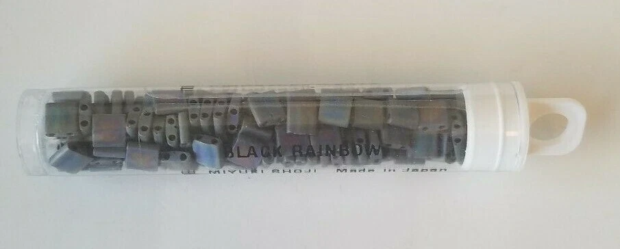 Miyuki Tila Beads - Matte Opaque Black Rainbow - 10 gm (1060) - Image 1 of 1
