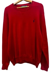 Polo Ralph Lauren Pullover Herren XL Rot 100% Baumwolle Langarm Rundhals Pulli - Bild 1 von 3