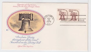 TurtlesTradingPost- Liberty Bell Coil Pair- 1975 FDC #1618- Fleetwood Cachet - Picture 1 of 2