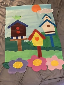 Vintage Bird House Flower Garden Flag Banner 28”x 40” Home Decoration READ DESCR - Picture 1 of 3
