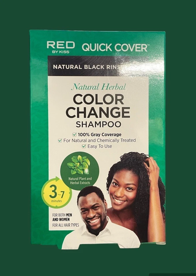 Kiss Quick Cover Color Shampoo - Natural Black Set of 3