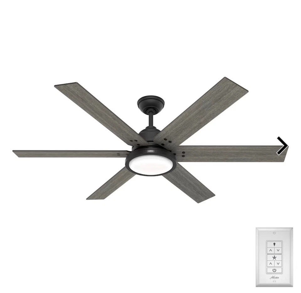 Hunter 60" Matte Black 6 Blade LED Light Wall Control Ceiling Fan - Image 1 of 1