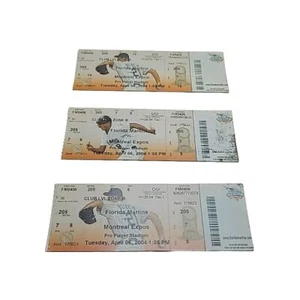 April 6, 2004 - Lot Of 3 - Ticket Stubs - Florida Marlins Vs Montreal Expos - Picture 1 of 18