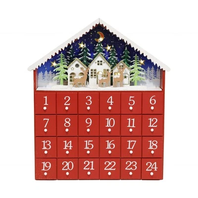 Wooden Advent Calendar with 24 Drawers, Christmas Countdown, LED Lights, Rein... Foto 1 de 4