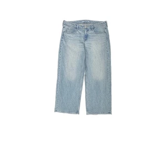Old Navy Mid Rise Wide Leg Women's size 12P Medium Wash Blue Denim Jeans - Picture 1 of 5