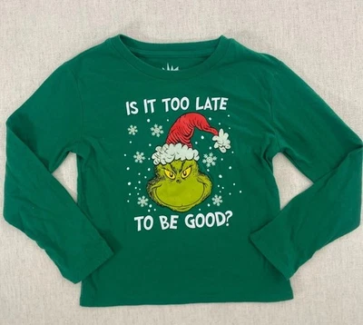 Dr. Seuss T-Shirt Boys Medium Green The Grinch Round Neck Long Sleeve Pullover - Image 1 of 4