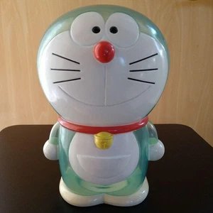 Doraemon Transparent Piggy Bank 22cm Plastic Kids Saving Toy Used - Picture 1 of 11