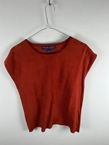 Ralph Lauren Purple Label Goatskin Red Suede Top M - Picture 1 of 8