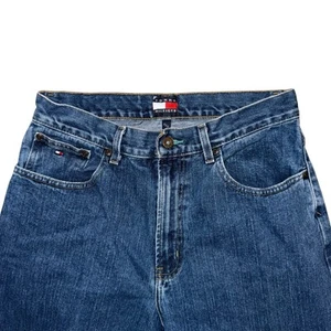 Vintage Tommy Hilfiger Jeans Men’s 36x32 Straight Leg Blue Denim Y2K USA Flag - Picture 1 of 7