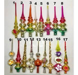 Topper de árbol de Navidad de vidrio vintage adornos decoraciones soviética URSS - Imagen 1 de 16