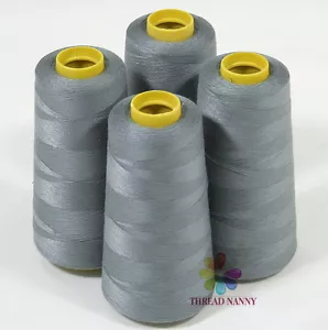 4 Xtra Large Cones of Polyester Sewing Quilting Serger Thread 3000yrd Grey - Picture 1 of 1