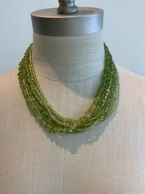 Shimmering Peridot 7 Multi strand Necklace With Sterling Silver Lobster Clasp - Image 1 of 4