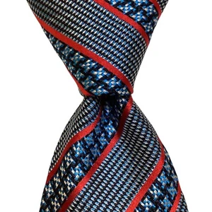 PAUL SMITH Men's 100% Silk Necktie ENGLAND Luxury STRIPED Geometric Blue/Red GUC - Picture 1 of 3
