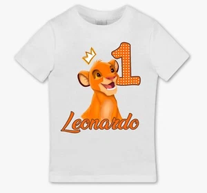 maglietta  compleanno Personalizzata stampa nome e numero Festa tema Re Leone - Afbeelding 1 van 1