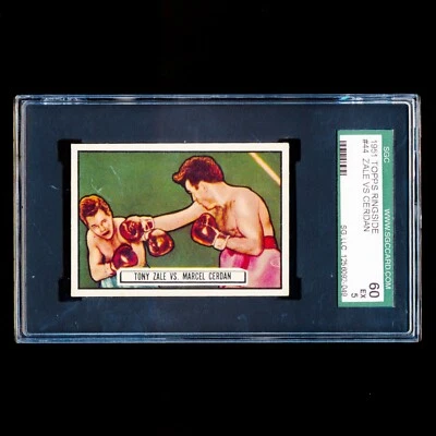 TONY ZALE vs MARCEL CERDAN 1951 Topps Ringside #44 SGC 5 GREAT CENTERING COLOR - Image 1 of 2